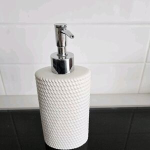 Elegant White Textured Soap Dispenser